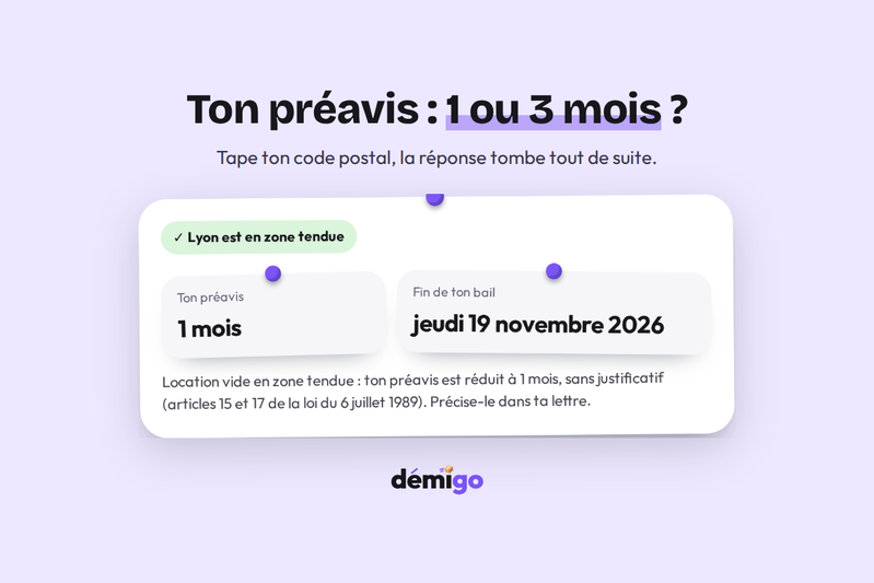 Zone tendue : préavis de 1 ou 3 mois par commune