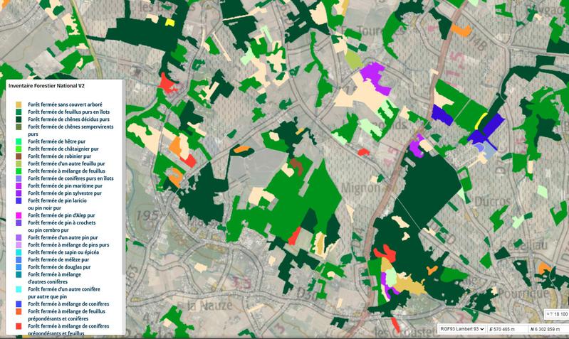 Une couche sur l'inventaire forestier national est dans Géofoncier