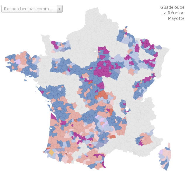 Élections départementales 2015 en svg et en live - 1er tour