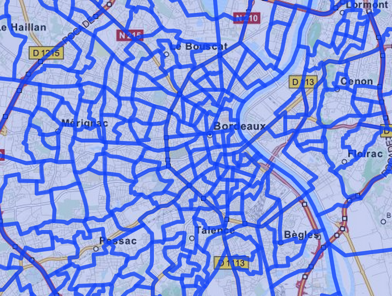 Le contour des iris pour France métropolitaine et les DOM-TOM