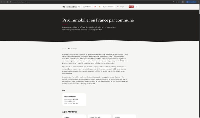 Prix immobiliers au m² par commune