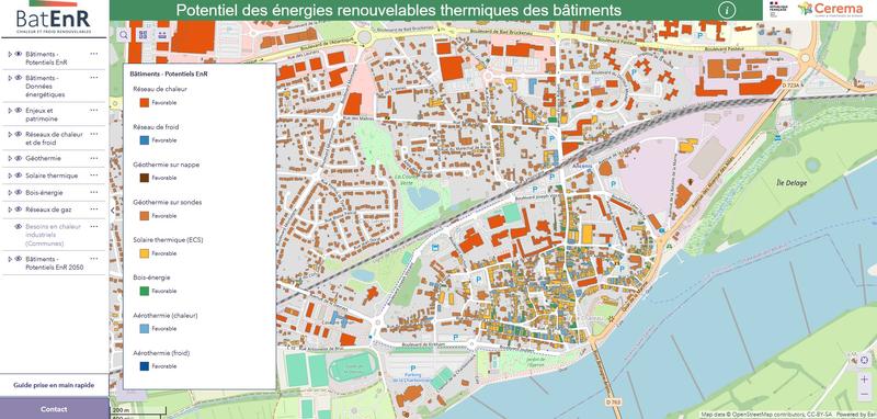 BatEnR - Identification du potentiel de décarbonation de la chaleur et du froid d'un territoire à l'échelle du bâtiment - Datavisualisation