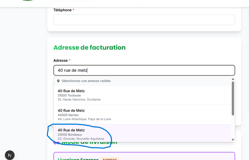 Réutilisation de l API Adresse de data.gouv.fr pour la validation des adresses clients