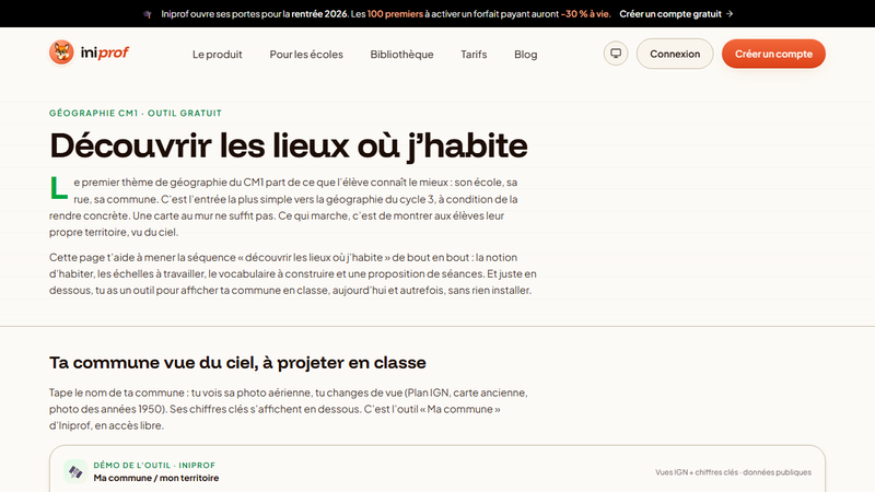 Iniprof — Découvrir les lieux où j'habite (géographie)