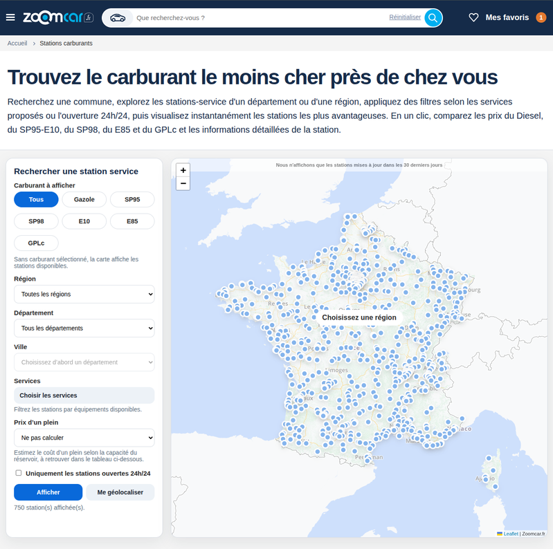 Trouvez le carburant le moins cher près de chez vous