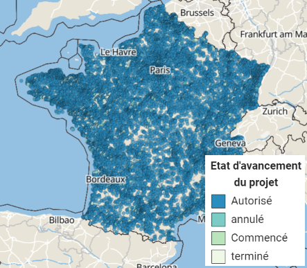 Carte des permis de démolir en France - Sitadel