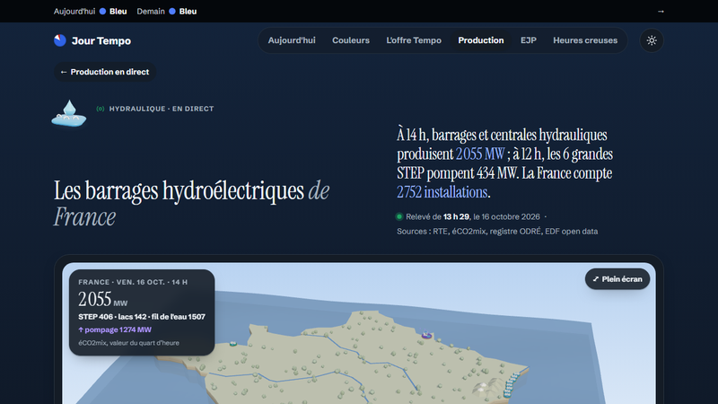 Barrages hydroélectriques et STEP de France : carte des 70 grandes centrales en direct