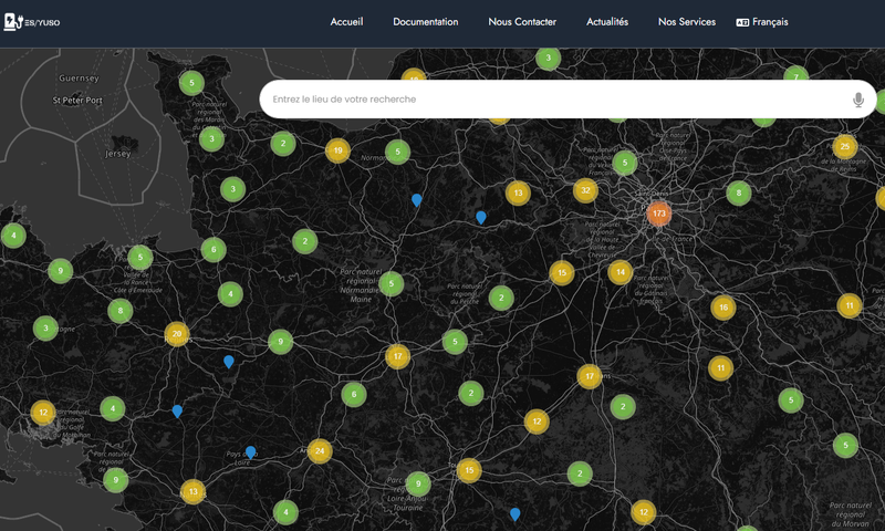 ES/YUSO: Service en ligne de recherche de stations de recharge électrique ultra-rapide en France