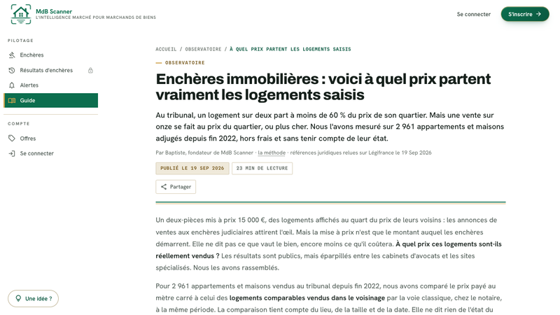 À quel prix partent vraiment les logements saisis : 2 961 ventes aux enchères comparées aux ventes voisines
