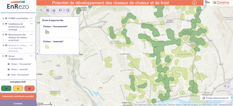 EnRezo - Potentiel de développement des réseaux de chaleur et de froid - Datavisualisation