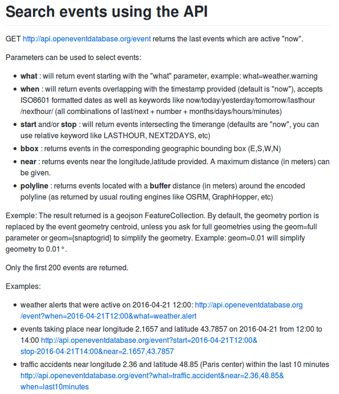 API OpenEventDatabase