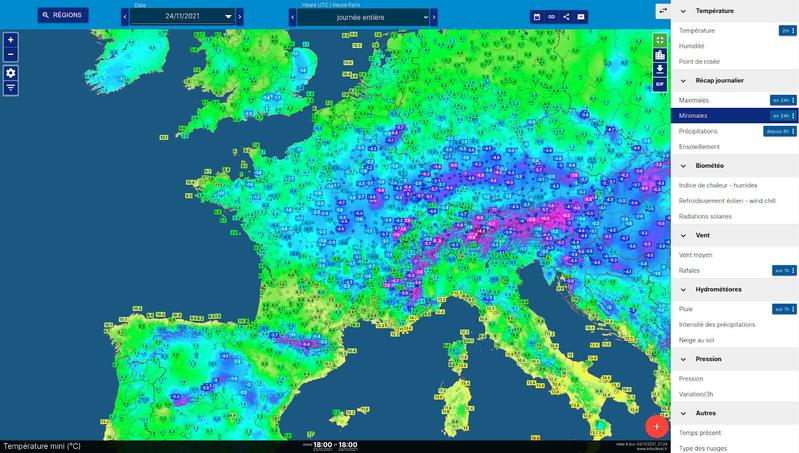 Cartes en temps réel des stations météorologiques mondiales