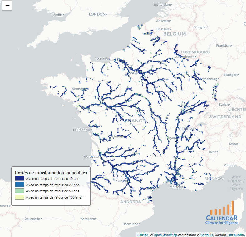 Evaluation du risque d'inondation sur le réseau de distribution électrique français