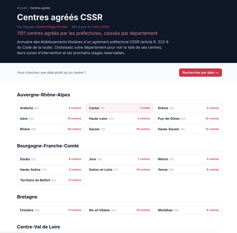 Annuaire géolocalisé des centres  · dataset centres/agréés