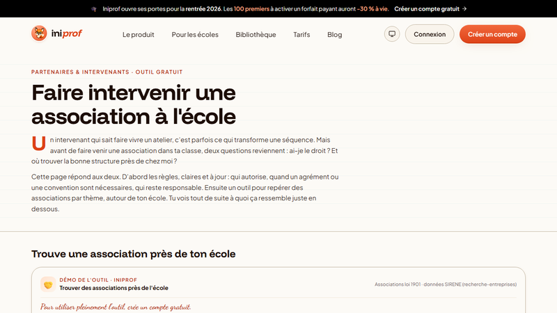Iniprof — Faire intervenir une association à l'école