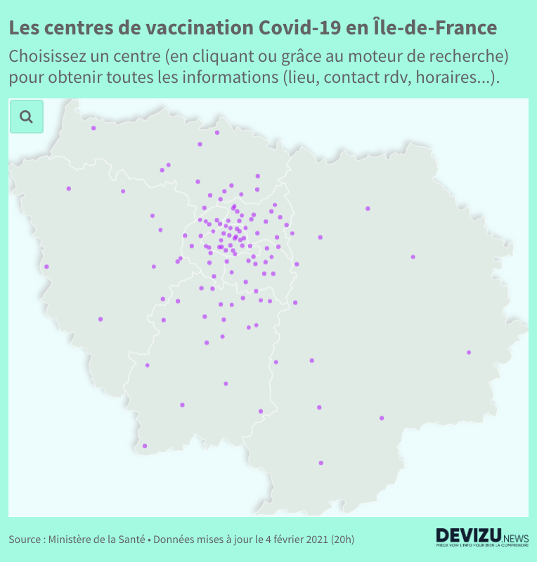 Carte interactive des centres de vaccination en Île-de-France