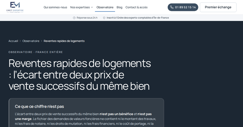 Reventes rapides de logements : l'écart entre deux ventes successives du même bien