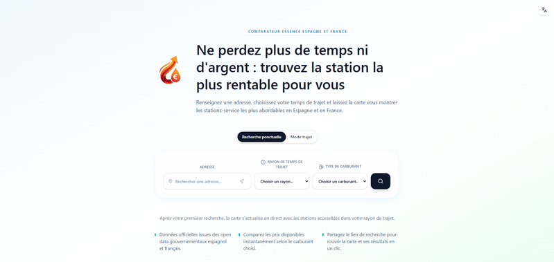Repostamás – Carte interactive des prix des carburants en France et en Espagne