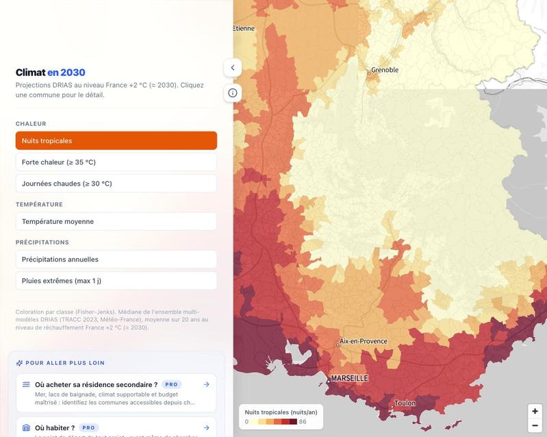 Gentry - Climat en 2030 par commune