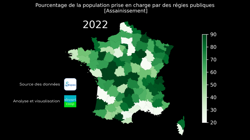 Evolution des modes de gestion (public / délégation privée) de l'eau usée en assainissement collectif, France métropolitaine
