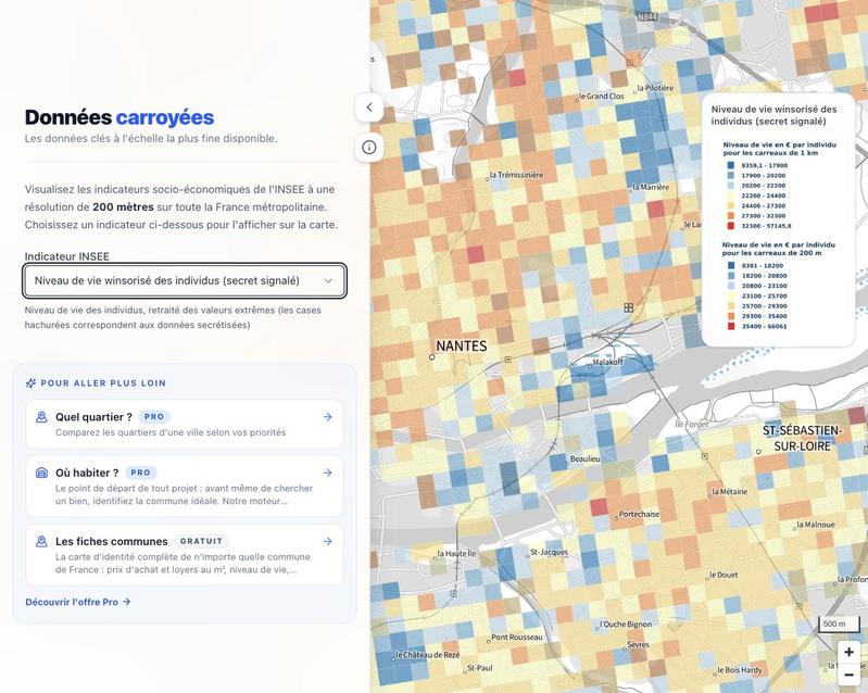 Gentry - Données carroyées INSEE