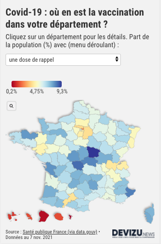 La vaccination par département (1 dose, 2 doses, rappel...)