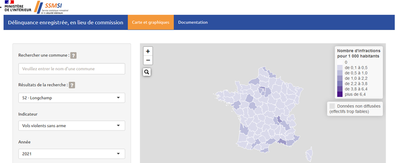 Délinquance enregistrée au niveau départemental et communal