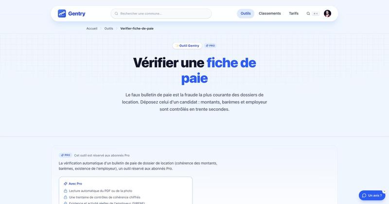 Gentry - Vérifier une fiche de paie de dossier de location