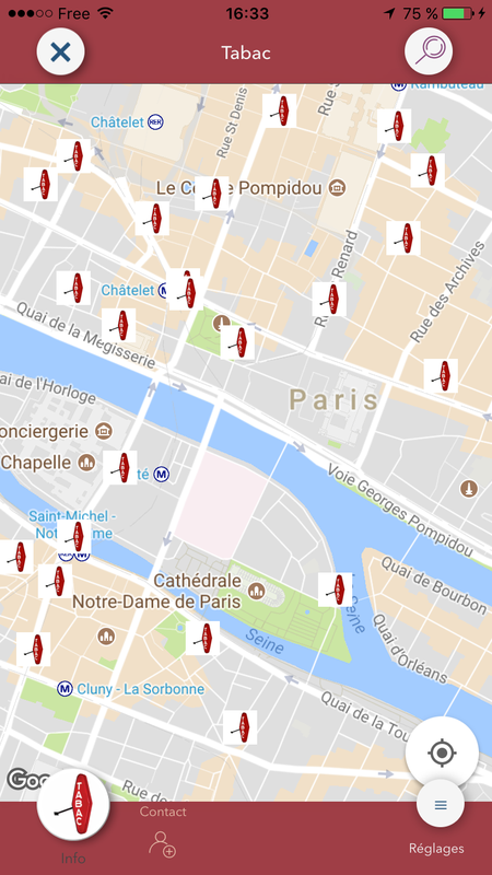 La carte des bureaux de tabac en France