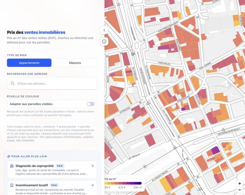 Gentry - Prix des ventes immobilières (DVF) par commune
