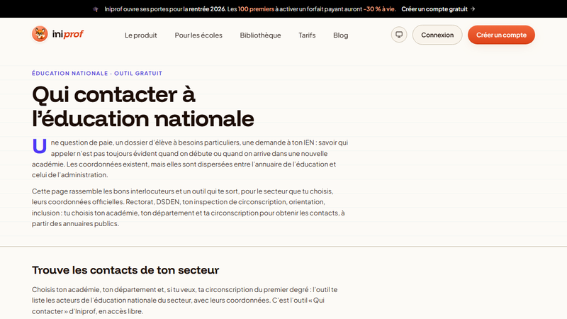 Iniprof — Qui contacter à l'éducation nationale