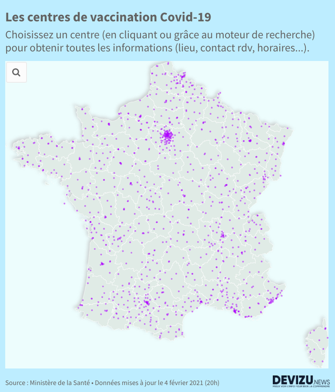 Carte interactive des centres de vaccination en France