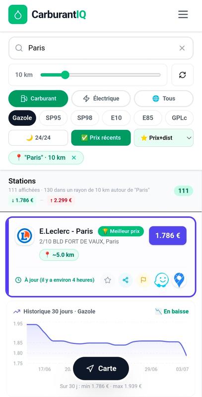 Comparateur de prix des carburants et audit des dépenses de flotte