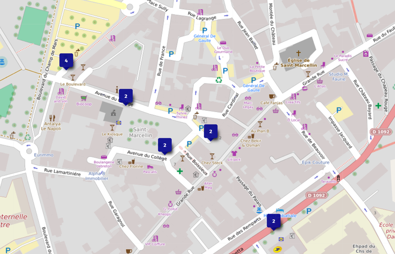 Cartographie parkings vélos Saint-Marcellin 
