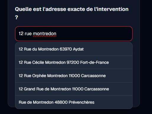 Système de géolocalisation et de fiabilisation des adresses pour les interventions de dépannage à domicile