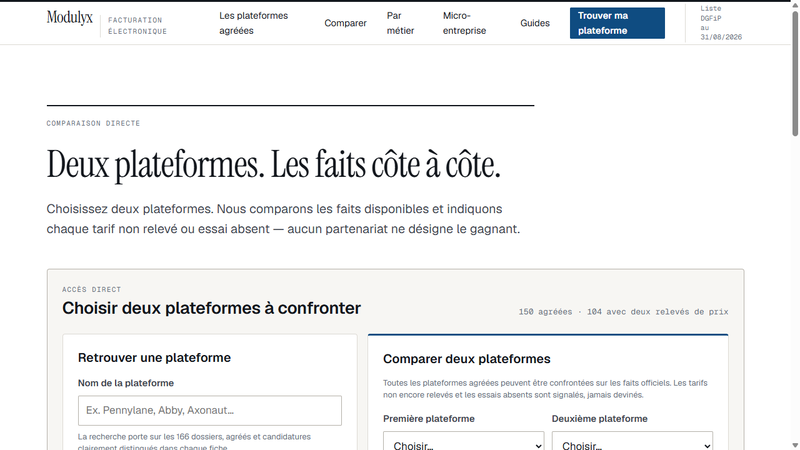 Comparer deux plateformes agréées point par point
