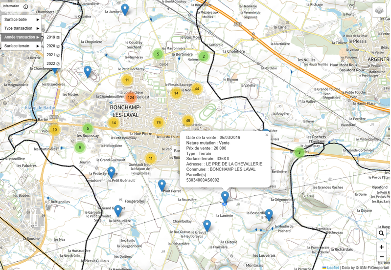Transactions des logements, locaux et terrains géolocalisés