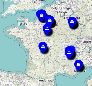 Carte en cours de consolidation des stations de taxi
