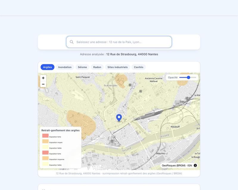 Gentry - Risques d'une adresse (inondation, séisme, argiles, radon)