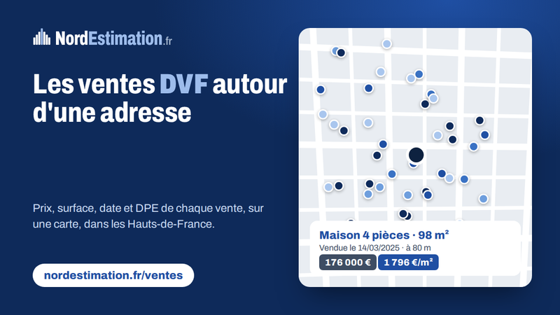 Ventes immobilières DVF autour d'une adresse dans les Hauts-de-France